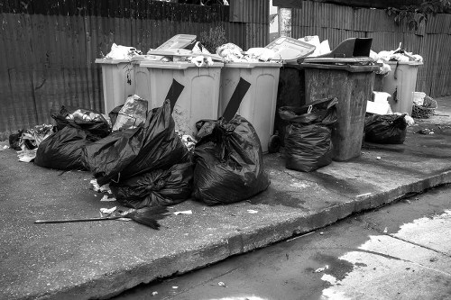 Construction site with waste materials ready for clearance